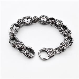 304 Stainless Steel Bracelet Snake Antique Silver, approx 20-30mm, 12mm, 20cm length