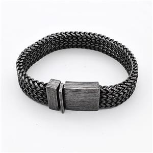 304 Stainless Steel Bracelet Antique Black, approx 18-30mm, 16mm, 19cm length