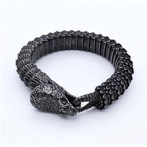 304 Stainless Steel Snake Bracelet Antique Black, approx 20-45mm, 17mm, 17cm length