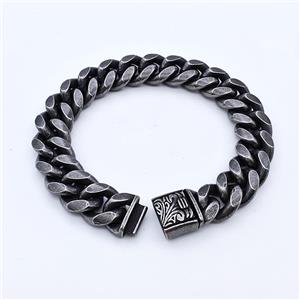 304 Stainless Steel Bracelet Antique Black, approx 14-30mm, 14mm, 20cm length