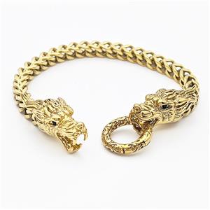 304 Stainless Steel Dragon Bracelet Gold Plated, approx 15-30mm, 20mm, 6mm, 17cm length