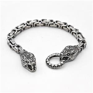 304 Stainless Steel Snake Bracelet Antique Silver, approx 14-28mm, 19mm, 6mm, 16cm length