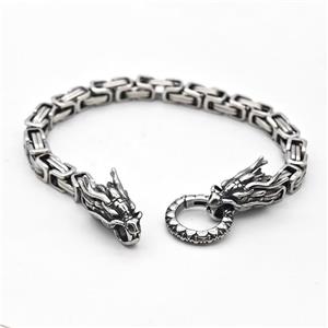 304 Stainless Steel Dragon Bracelet Antique Silver, approx 12-25mm, 19mm, 6mm, 16cm length