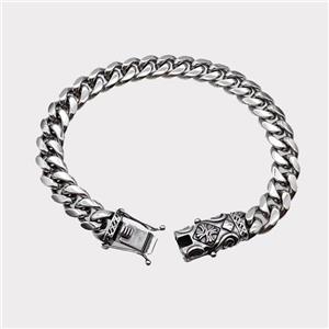 304 Stainless Steel Bracelet Antique Silver, approx 10-35mm, 10mm, 19cm length