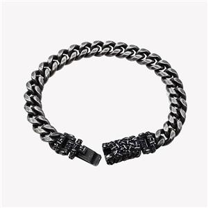 304 Stainless Steel Bracelet Antique Black, approx 12-35mm, 10mm, 19cm length