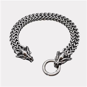 304 Stainless Steel Dragon Bracelet Antique Silver, approx 16-25mm, 19mm, 10mm, 16cm length