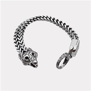 304 Stainless Steel Bracelet Leopard Antique Silver, approx 20-25mm, 17-40mm, 12mm, 15cm length