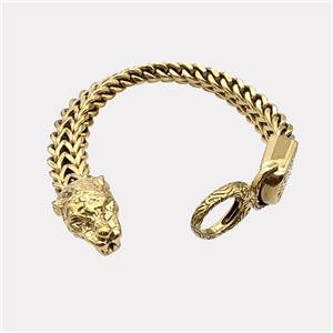 304 Stainless Steel Bracelet Leopard Gold Plated, approx 18-25mm, 17-40mm, 12mm, 15cm length