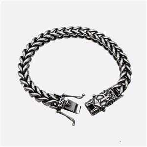 304 Stainless Steel Bracelet Antique Silver, approx 18-40mm, 8mm, 18cm length