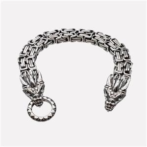 304 Stainless Steel Bracelet Dragon Antique Silver, approx 16-25mm, 13mm, 17cm length