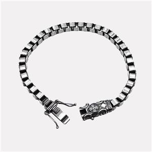 304 Stainless Steel Bracelet Antique Silver, approx 14-30mm, 6mm, 18cm length