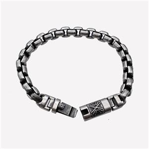 304 Stainless Steel Bracelet Antique Silver, approx 10-45mm, 8mm, 18cm length