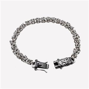 304 Stainless Steel Bracelet Antique Silver, approx 15-30mm, 6mm, 19cm length