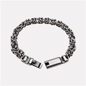 304 Stainless Steel Bracelet Antique Silver, approx 10-45mm, 8mm, 18cm length