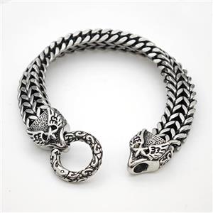 304 Stainless Steel Bracelet Angel Wings Antique Silver, approx 16-20mm, 12mm, 17cm length