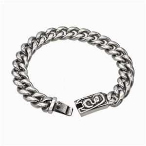 304 Stainless Steel Bracelet Antique Silver, approx 14-45mm, 13mm, 18cm length