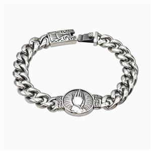 304 Stainless Steel Bracelet Prayer Antique Silver, approx 22-45mm, 14-45mm, 13mm, 18cm length