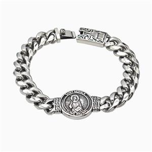 304 Stainless Steel Bracelet Saint Monica Antique Silver, approx 22-45mm, 14-45mm, 13mm, 18cm length