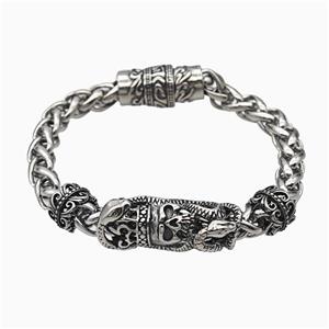 304 Stainless Steel Bracelet Skull Halloween Antique Silver, approx 12-30mm, 11mm, 8mm, 16cm length