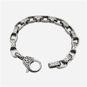 304 Stainless Steel Bracelet Antique Silver, approx 19-35mm, 9-14mm, 20cm length