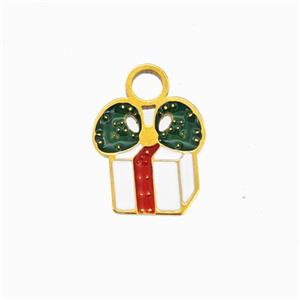 Christmas Gifts Charms 304 Stainless Steel Pendant Enamel Gold Plated, approx 10-11mm