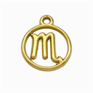 Stainless Steel Symbol Pendant Zodiac Scorpio Gold Plated, approx 15mm