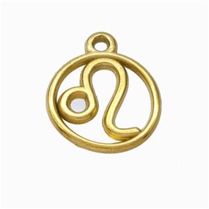 Stainless Steel Symbol Pendant Zodiac Leo Gold Plated, approx 15mm