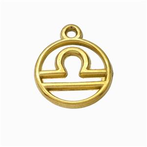 Stainless Steel Symbol Pendant Zodiac Libra Gold Plated, approx 15mm