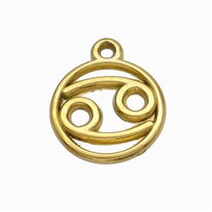 Stainless Steel Symbol Pendant Zodiac Cancer Gold Plated, approx 15mm