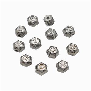 Raw Stainless Steel Symbol Beads, approx 8mm