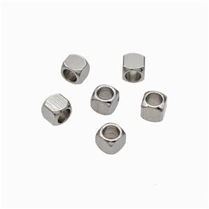 Raw Stainless Steel Cube Beads, approx 3mm