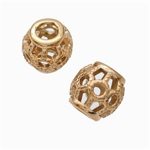 Titanium Steel Barrel Beads Large Hole Hollow Rose Gold, approx 9-10mm, 4mm hole