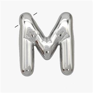 Stainless Steel letter Pendant, Platinum Plated, approx 15-18mm