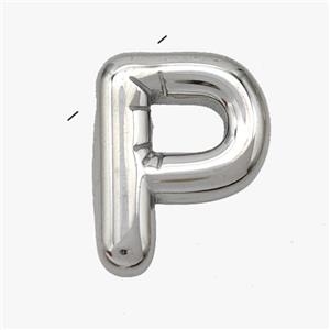 Stainless Steel letter Pendant, Platinum Plated, approx 15-18mm