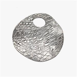 Stainless Steel pendant, Platinum Plated, approx 30mm