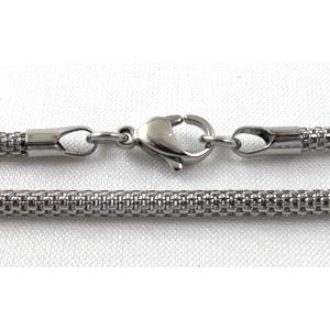 Stainless steel Necklace Chain, platinum plated, 3.2mm dia, approx 16 inch(40cm) length