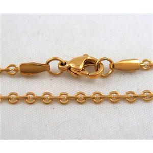 golden plated Stainless Steel Necklace Chain, approx 2mm wide, 45cm length