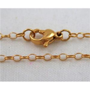 golden plated Stainless Steel Necklace Chain, approx 2.2mm dia, 45cm length