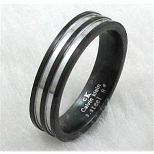 Stainless steel Ring, black, inside: 22mm dia