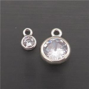 Sterling Silver Circle Pendant Pave Crystal, approx 4mm