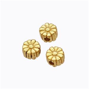 925 Sterling Silver Daisy Flower Beads Gold Plated, approx 3.5mm