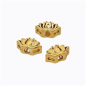 925 Sterling Silver Lotus Beads Hollow Flower Gold Plated, approx 4-7mm