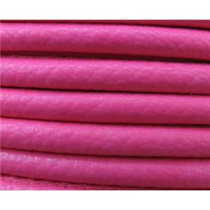 PU Leather Cord, round, hotpink, approx 6mm dia