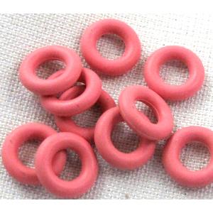 Pink Rubber Stopper Beads, 8mm dia, 3.2mm hole