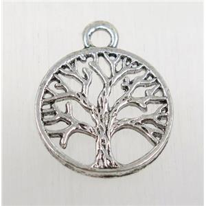 tibetan silver pendant, tree of life, non-nickel, approx 19mm