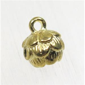 tibetan silver flower pendant, non-nickel, gold plated, approx 9mm dia