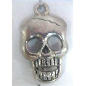 Skull Charm, Tibetan Silver pendants, 14x20.4mm