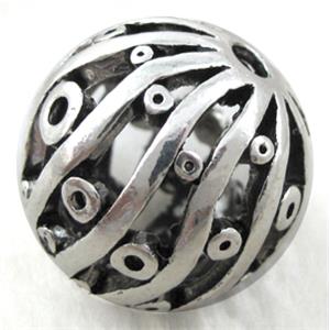 Tibetan Silver Charms Round bead, approx 25mm dia