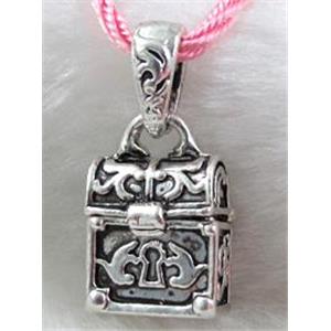 Tibetan Silver box Charms pendant, 13x14x21mm