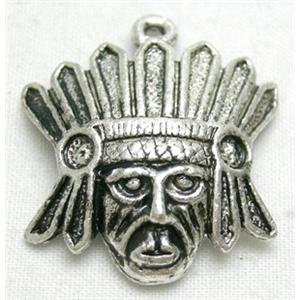 Tibetan Silver Face pendants, 22x25mm